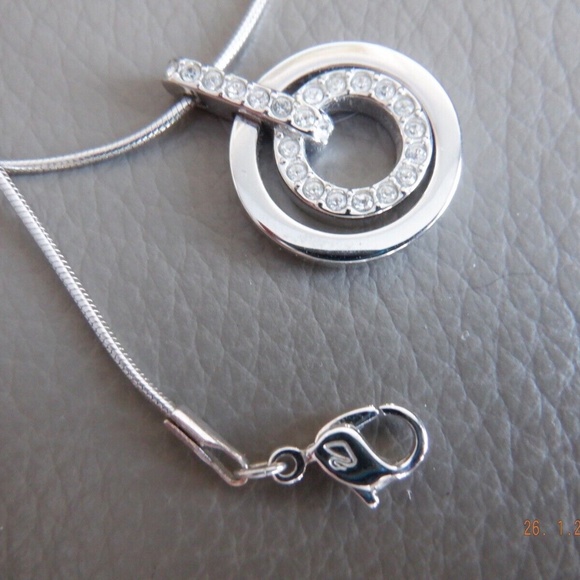 SWAROVSKI necklace circular hollow crystal pendant silver colour Rhodium plated - Picture 7 of 11
